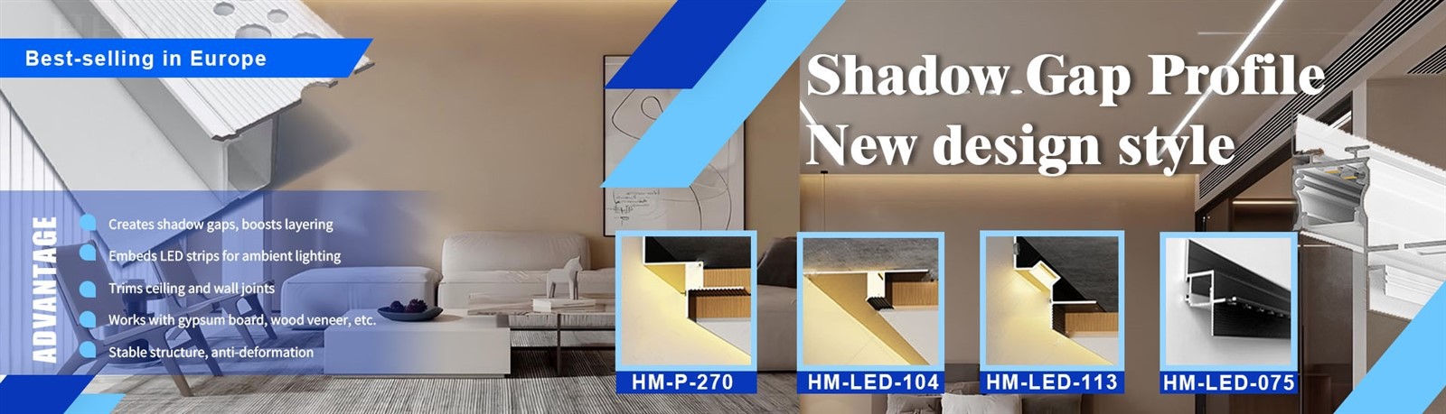 HM-LED-102 LED Shadow Gap Profile for Island Bulkhead | Architectural Lighting HM-LED-102 LED Shadow Gap Profile for Island Bulkhead | Architectural Lighting